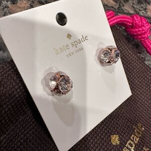 Kate Spade Lady Marmalade Crystal & Rose Gold Stud Earrings NWT